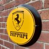 Side view of yellow Ferrari mild steel sign