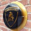 Side view of Lamborghini mild steel sign