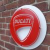 Handmade red and white Ducati sign.